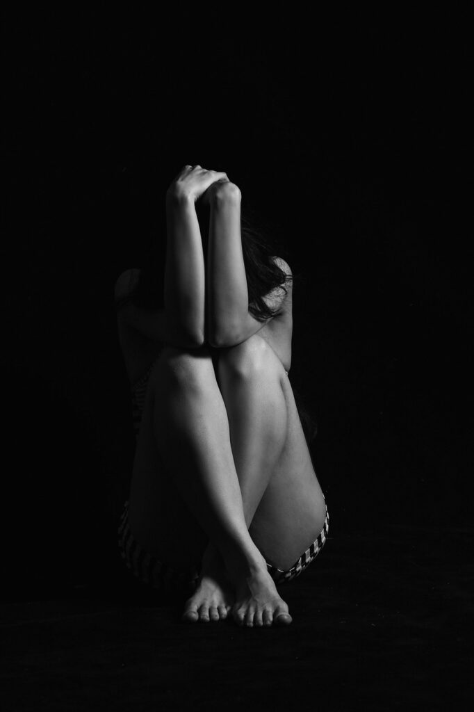 woman, pain, nude woman, dark background, female